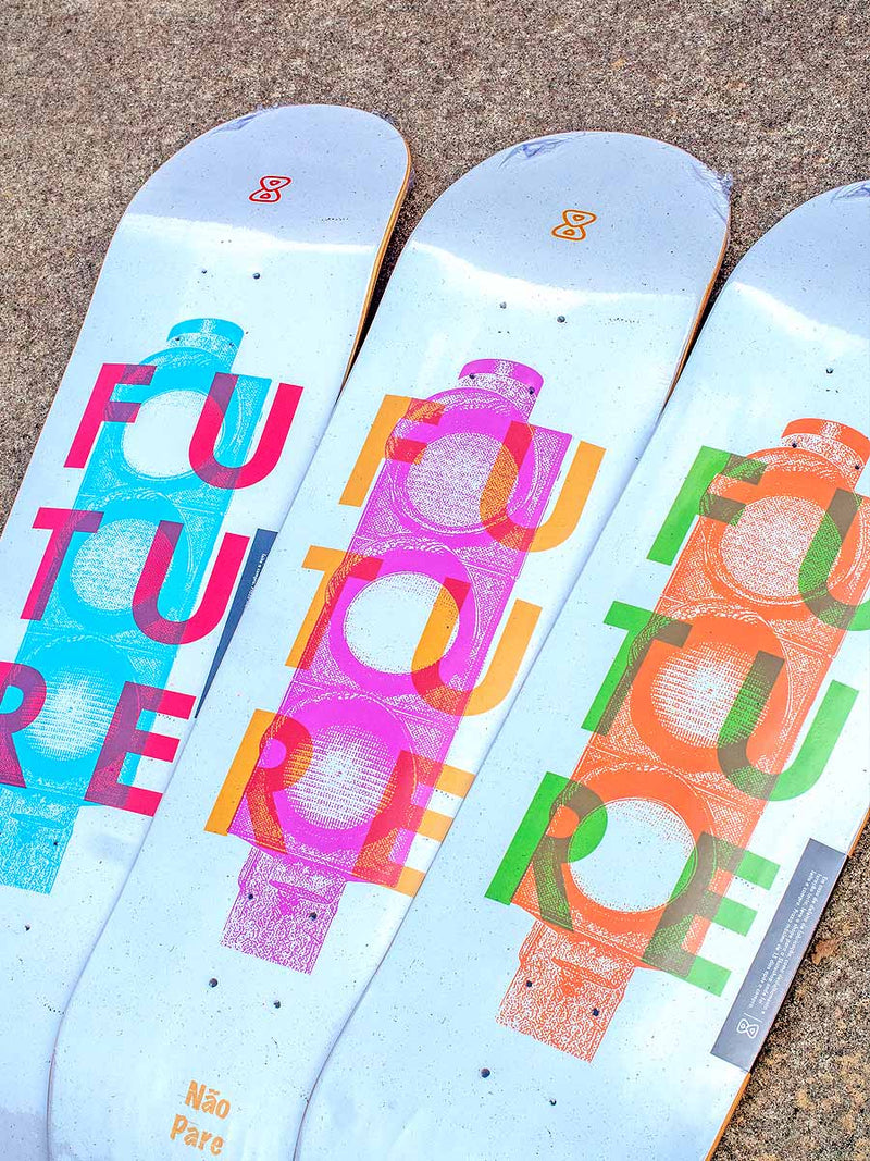 Shape Marfim Future Skateboards Não Pare Vermelho 8.0"  Conjunto